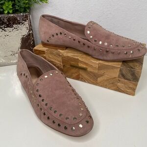 Bleecker & Bond Arianna Studded Suede Loafer Blush Pink Cottagecore Preppy Sz 10